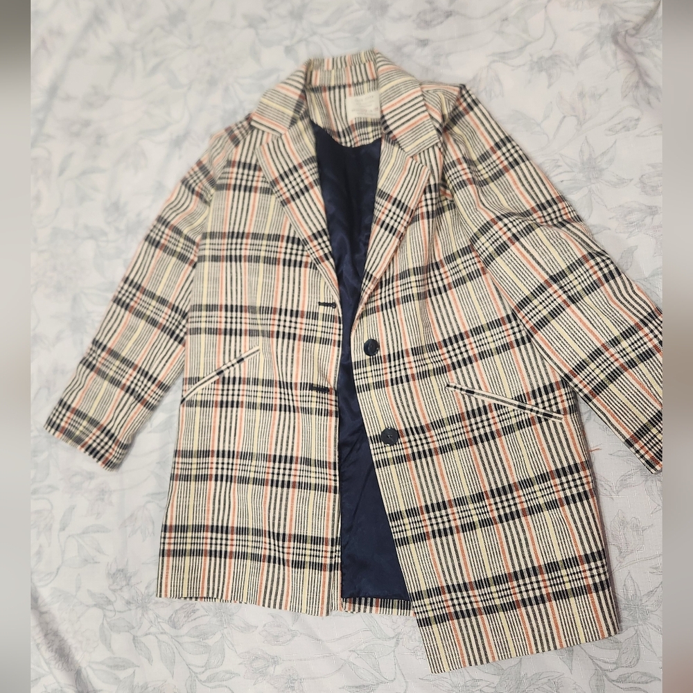 Zara Kids Plaid Blazer Coat 11/12
